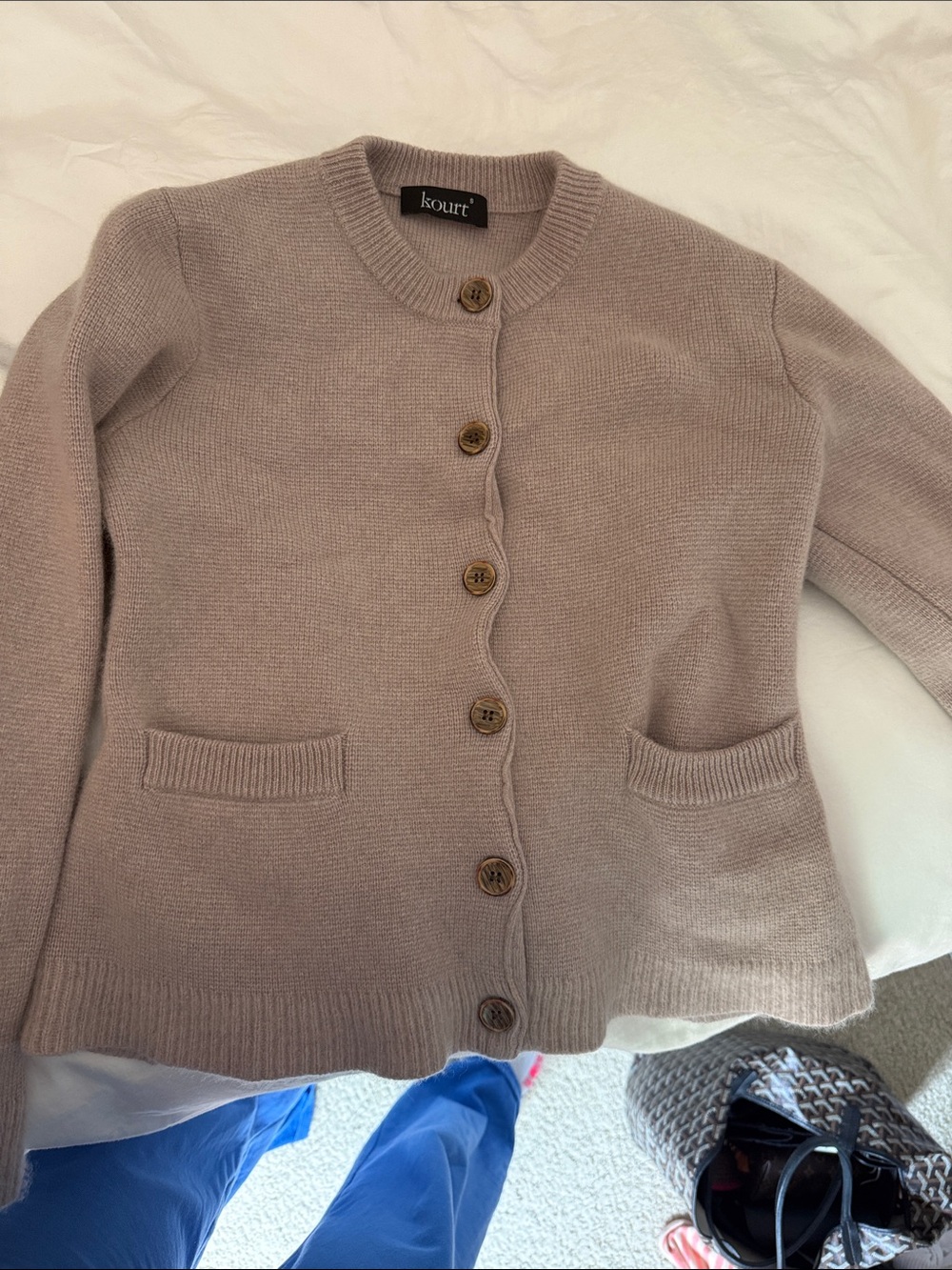Taupe Button-Front Knit Cardigan Sweater- Few Moda